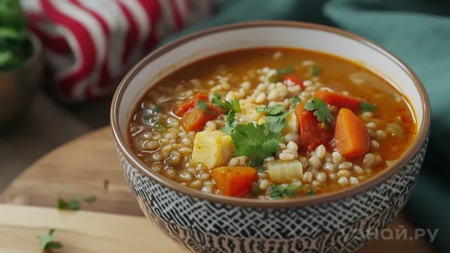 Суп с перловкой и карри