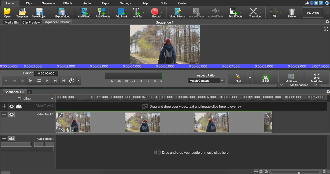 Интерфейс программы VideoPad Video Editor