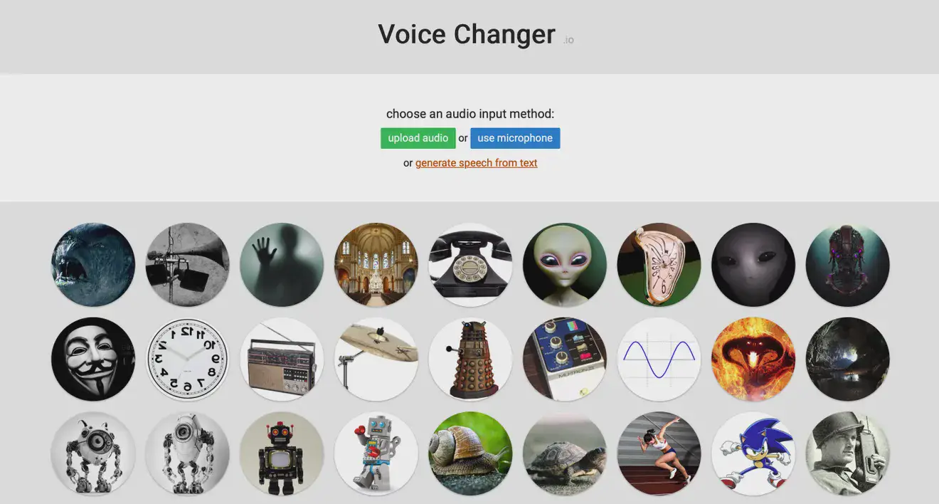 Скриншот интерфейса VoiceChanger.io