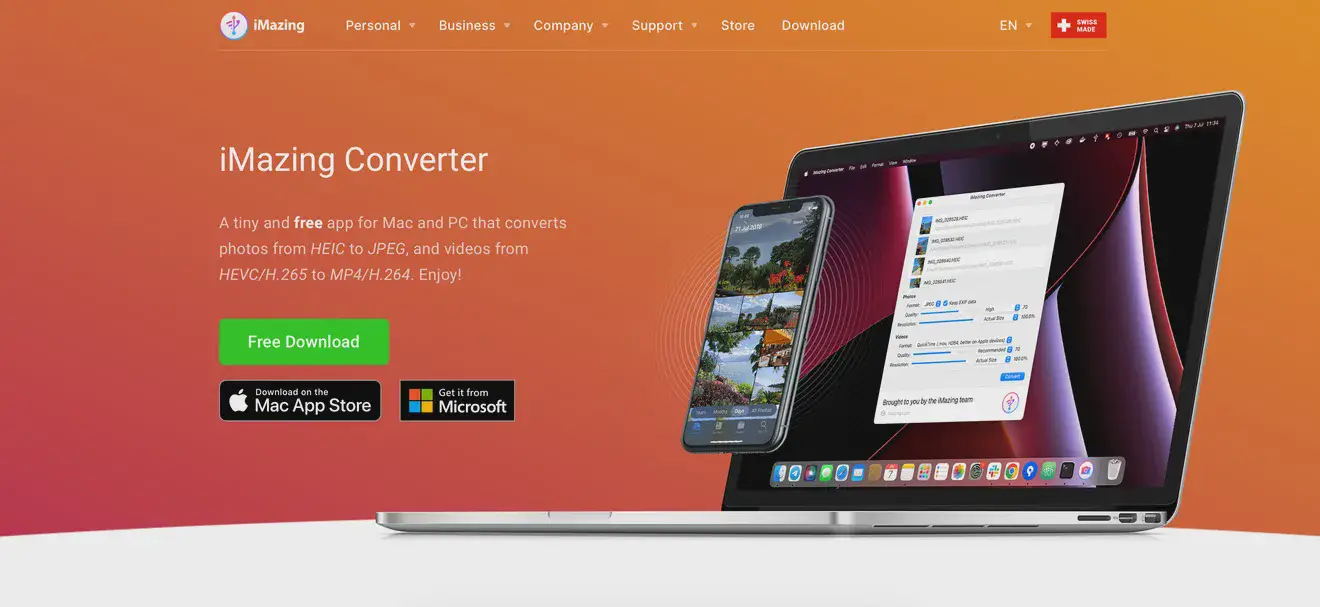 Скриншот сайта программы iMazing HEIC Converter