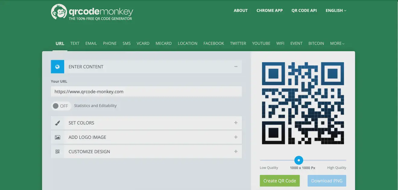 Скриншот сайта сервиса QR Code Monkey © 
