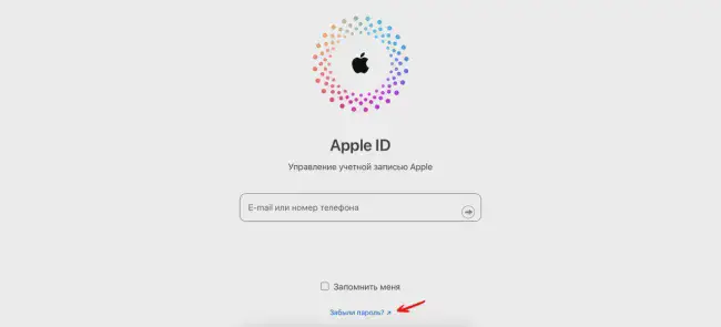 Скриншот сайта Apple ID